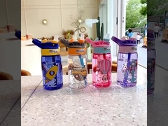 Eco Friendly Plastic Straw Cup 480ml Kids' Reusable Plastic Water Cup With Straw