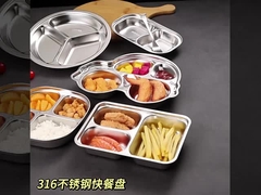 Customized Kids Dinner Plates Stainless Steel Divided Plate Cartoon Style