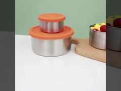 350ml Metal Food Storage Containers Stackable With Leak Proof Silicone Lids
