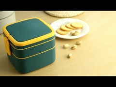 Double-Layer Portable Plastic Bento Lunch Box With Lid 1000ML Rectangular Blue