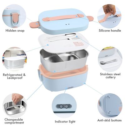 CE Electric Lunch Boxes 1.5L Portable Leak Proof Stainless Steel Food Container