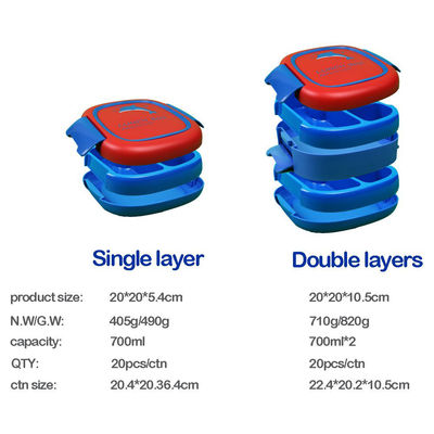 1400ml Plastic Bento Lunch Box Freezer Safe Double Layer For Kids Leakproof