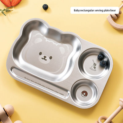 304 Stainless Steel Kids Dinner Plates Rectangle Smooth Edges
