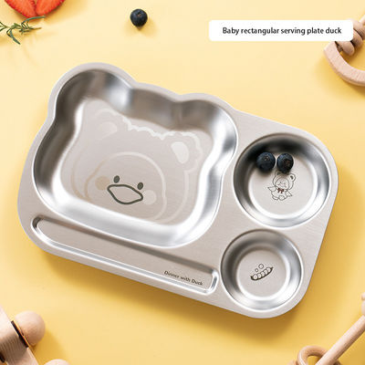 304 Stainless Steel Kids Dinner Plates Rectangle Smooth Edges