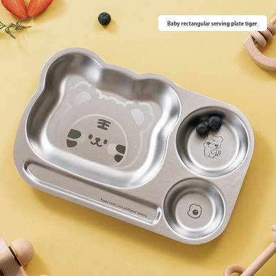 304 Stainless Steel Kids Dinner Plates Rectangle Smooth Edges