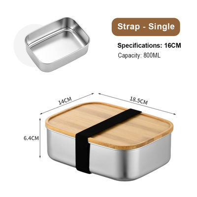Freezer Safe 304 Stainless Steel Bento Box Bamboo Lid 800ml Lunch Box