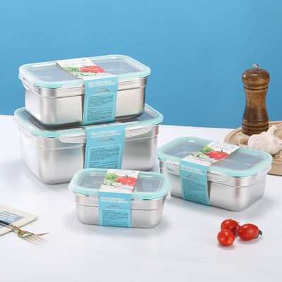 Leak Proof Metal Food Storage Containers Rectangular 500ml Capacity
