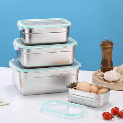 Leak Proof Metal Food Storage Containers Rectangular 500ml Capacity