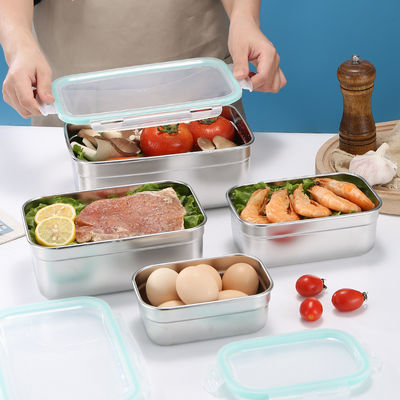 Leak Proof Metal Food Storage Containers Rectangular 500ml Capacity