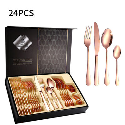 Customized Metal Cutlery Set Luxury Elegant 24 Piece Flatware Set