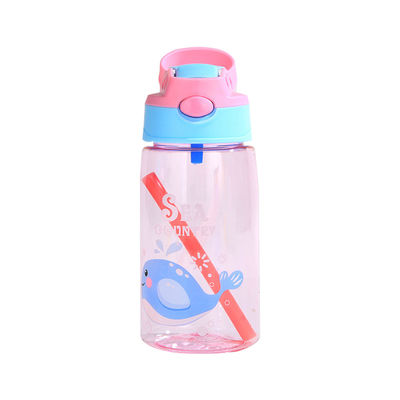 Silicone Sealed Plastic Straw Cup 480ml Cartoon Plastic Sippy Cup