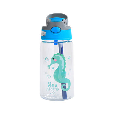 Silicone Sealed Plastic Straw Cup 480ml Cartoon Plastic Sippy Cup