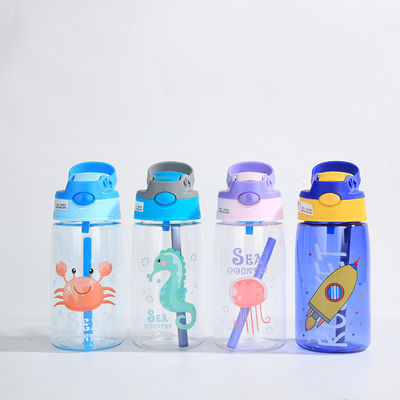 Silicone Sealed Plastic Straw Cup 480ml Cartoon Plastic Sippy Cup