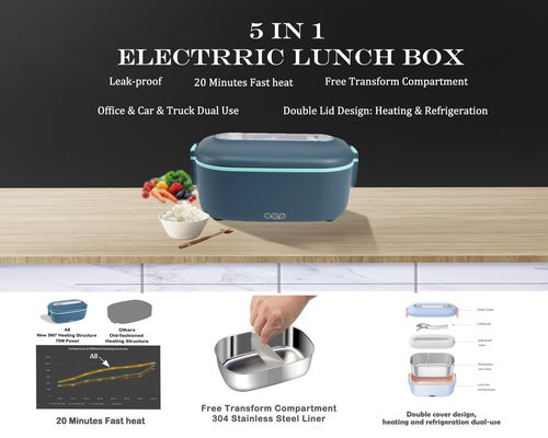 Leak Proof Stainless Steel Lunch Containers 5 In 1 70W Customization