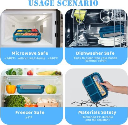 1300ml Plastic Bento Lunch Box Blue Food Grade Kids Bento Box