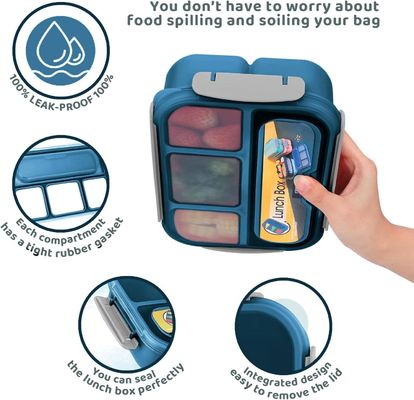 1300ml Plastic Bento Lunch Box Blue Food Grade Kids Bento Box