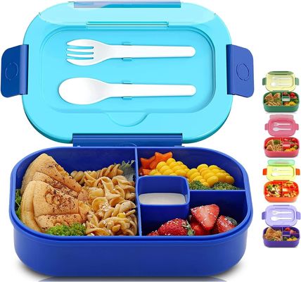 Plastic 4 Compartment Lunch Containers 1300ML Food Safe With Cutlery