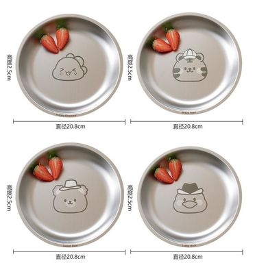 Stackable Stainless Steel Dinner Plate Set Round For Camping BBQ