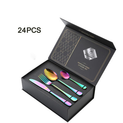 OEM Stainless Steel Cutlery Set 24 Piece Colorful Flatware Set