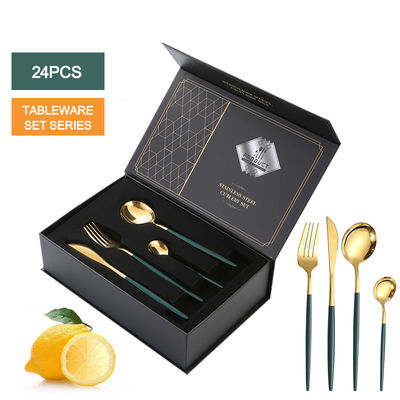 Elegant Stainless Steel 24 Pcs Cutlery Set Mirrror Polish Portuguese Tableware