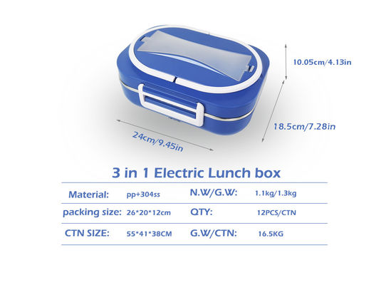 PP Electric Lunch Boxes 60W Stainless Steel Heated Lunch Box Multi Function OEM