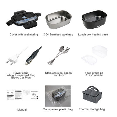 Customize Electric Lunch Boxes All Black Portable Heating Lunch Box