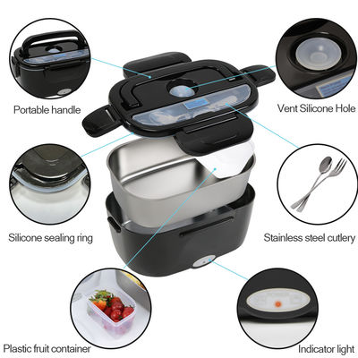 Customize Electric Lunch Boxes All Black Portable Heating Lunch Box