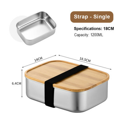 Stainless Steel Bento Lunch Box Bamboo Lid 1200 Ml Lunch Box