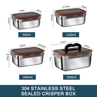 OEM Metal Food Storage Containers 3500ml Stainless Steel Sealed Containers