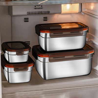 OEM Metal Food Storage Containers 3500ml Stainless Steel Sealed Containers
