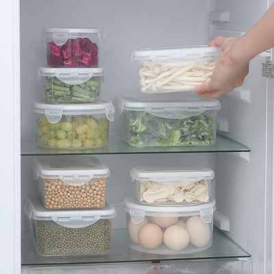 Square Plastic Lunch Containers 350ml Refrigerator Sealed Storage