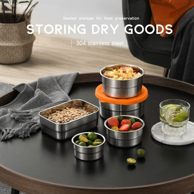 350ml Metal Food Storage Containers Stackable With Leak Proof Silicone Lids