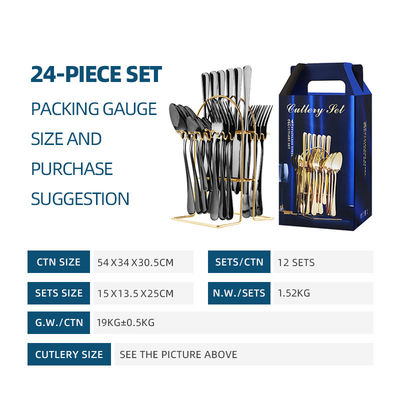 ODM Stainless Steel Silverware Set 24 Piece Cutlery Set With Storage Rack