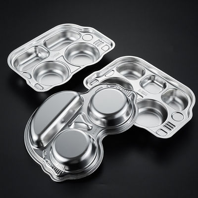 Customized Kids Dinner Plates Stainless Steel Divided Plate Cartoon Style