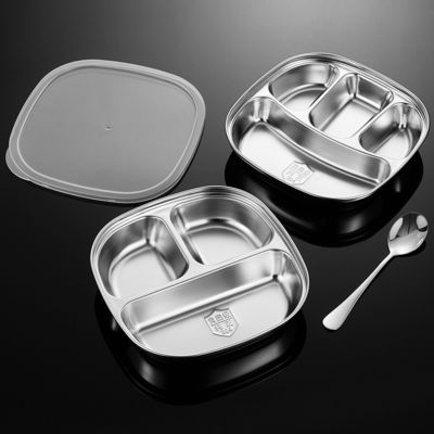 Eco Friendly 4 Compartment Dinner Plates SS Anti Corrosion With Lid