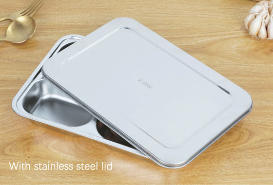 Smooth Edges Kids Dinner Plates Stainless Steel Divided Dinner Plates Rectangle