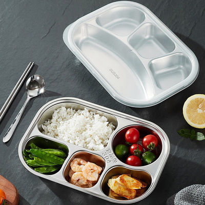 Corrosion Resistant Compartment Dinner Plates Divided Dinner Plate With Lid