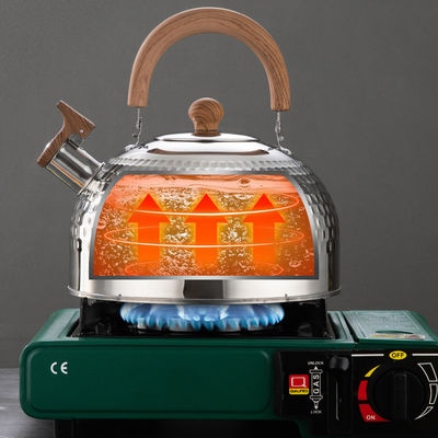 4L Stainless Steel Water Kettle Whistling Stovetop Tea Kettle With Wood Grain