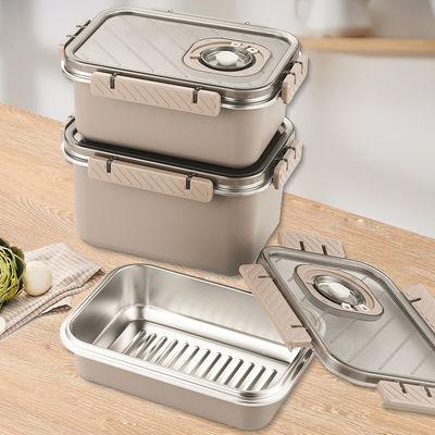2L Stainless Steel Lunch Boxes Metal Food Containers With Refrigerator Safe