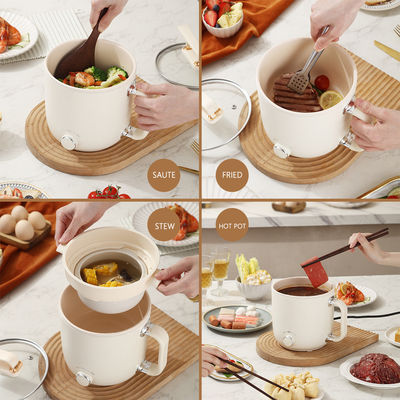 600W Electric Hot Pot Cooker Portable Non Stick Liner With Steaming Grid