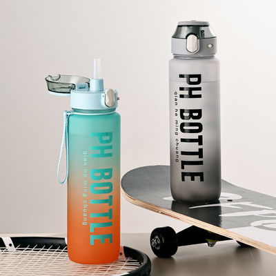 1L BPA Free Sports Water Bottles With Time Stamp Non Toxic Tritan