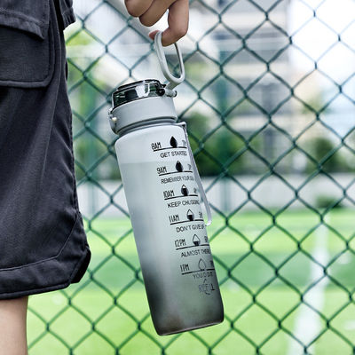 1L BPA Free Sports Water Bottles With Time Stamp Non Toxic Tritan