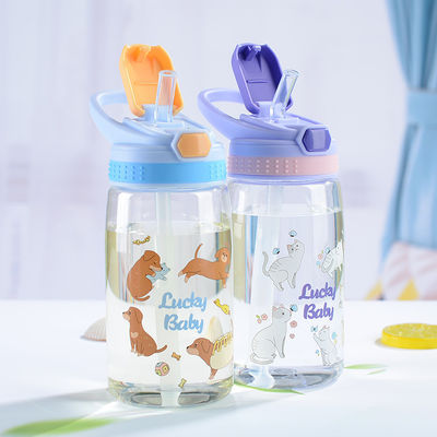 Eco Friendly Plastic Straw Cup 480ml Kids' Reusable Plastic Water Cup With Straw