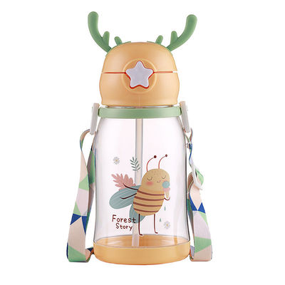 600ml Plastic Straw Cup Plastic Water Bottle With Leak Proof Straw