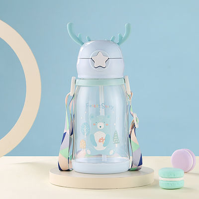 600ml Plastic Straw Cup Plastic Water Bottle With Leak Proof Straw