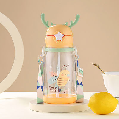 600ml Plastic Straw Cup Plastic Water Bottle With Leak Proof Straw