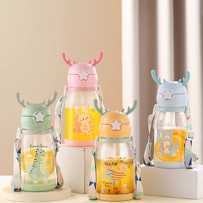 600ml Plastic Straw Cup Plastic Water Bottle With Leak Proof Straw