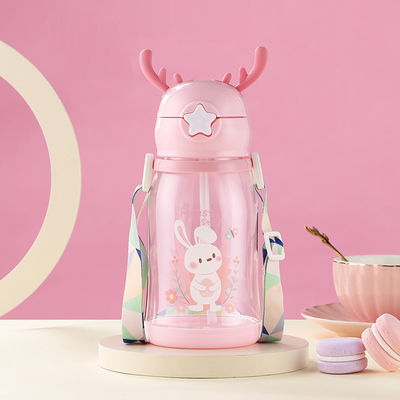 600ml Plastic Straw Cup Plastic Water Bottle With Leak Proof Straw