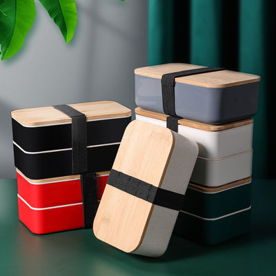 Wheat Straw Plastic Bento Lunch Box Double Layers Bento Plastic Container