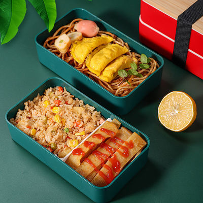 Wheat Straw Plastic Bento Lunch Box Double Layers Bento Plastic Container
